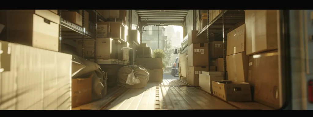 a moving truck filled to the brim with cardboard boxes and furniture, ready for a local move.