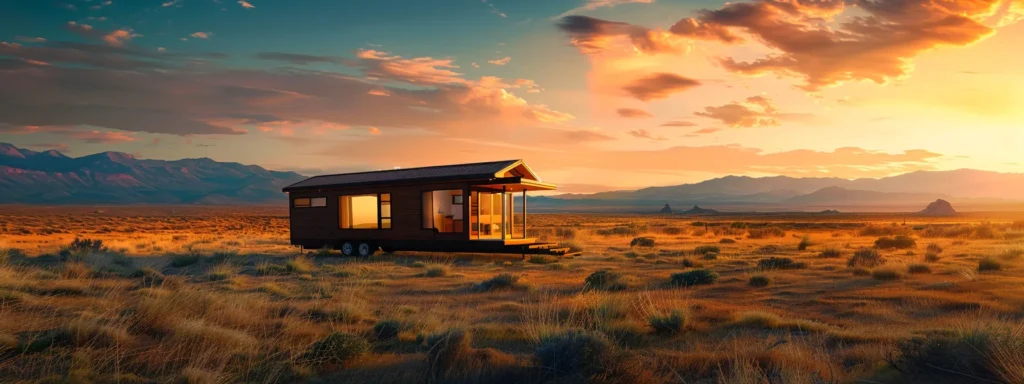 a tiny house on a vast landscape, showcasing the impact of distance and size on moving costs.