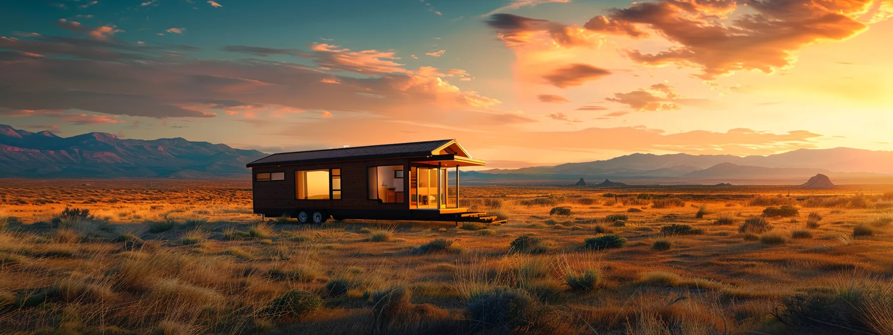 a tiny house on a vast landscape, showcasing the impact of distance and size on moving costs.