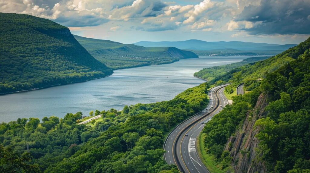 a vibrant, winding highway through the breathtaking hudson valley, showcasing lush green hills and scenic vistas, epitomizes the distinctive nuances of interstate moves in contrast to universal guidelines.