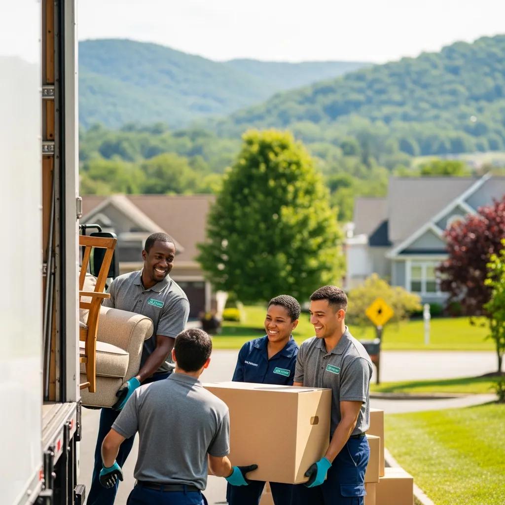 Local moving crew loading furniture into a truck in Hudson Valley, NY