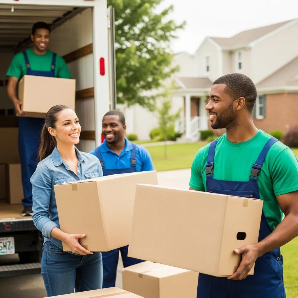 Friendly moving team loading boxes into a truck, showcasing local moving services in Poughkeepsie, NY, representing 845 Move Now.