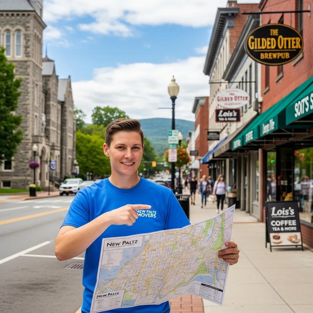 Local mover navigating New Paltz streets with a map, showcasing local expertise and familiarity
