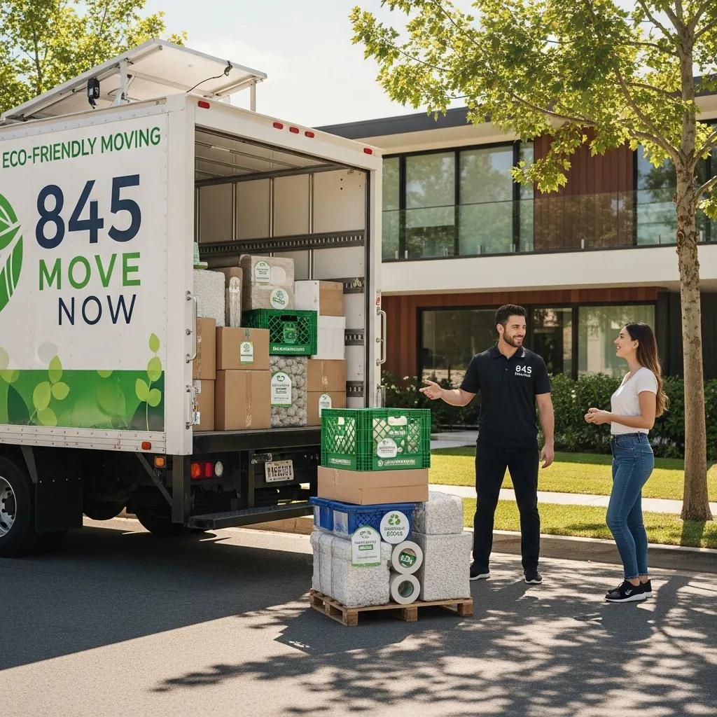 Modern moving truck from 845 Move Now with eco-friendly packing materials