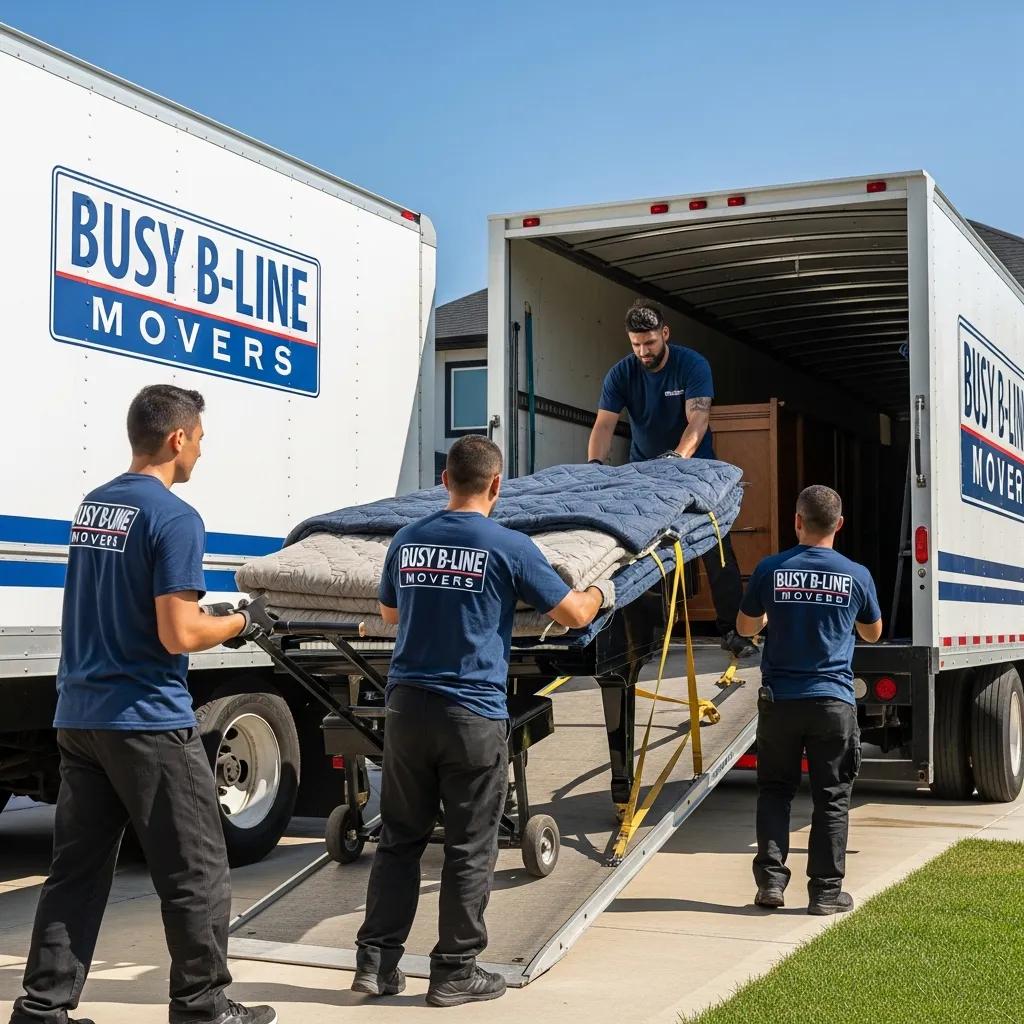 Moving team packing a piano into a truck, showcasing specialty moving services