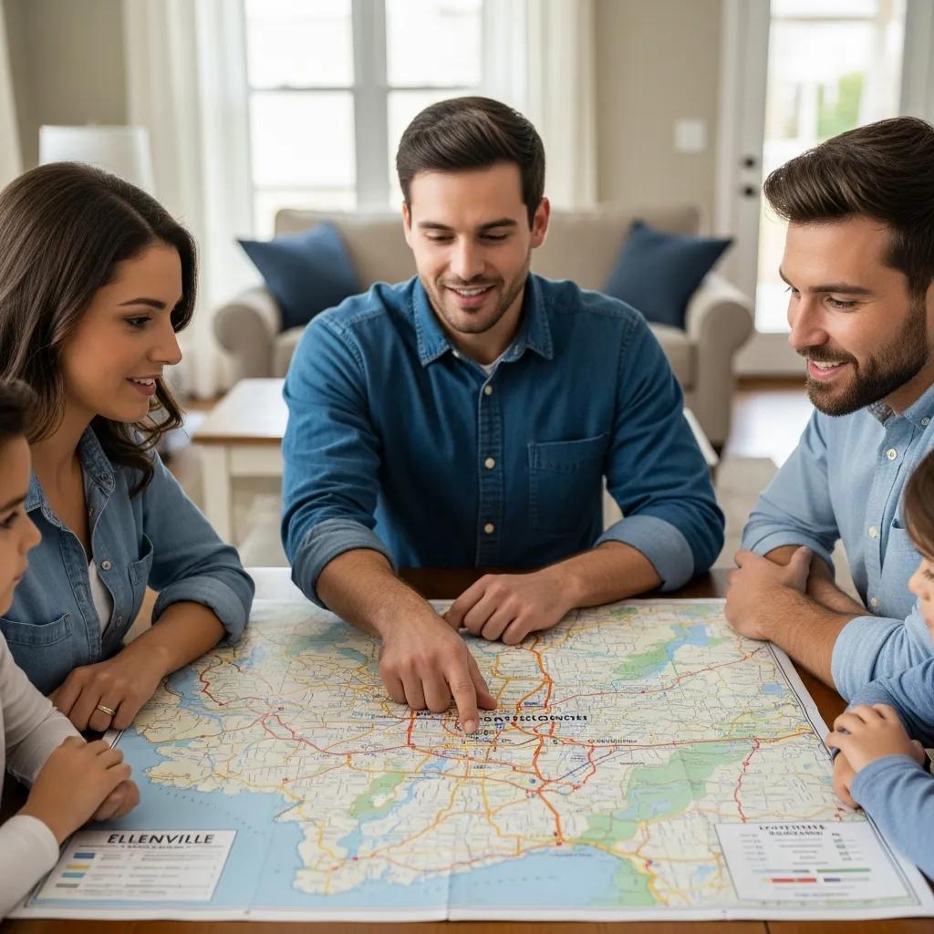 Mover discussing local routes with a family in Ellenville, highlighting local expertise in moving