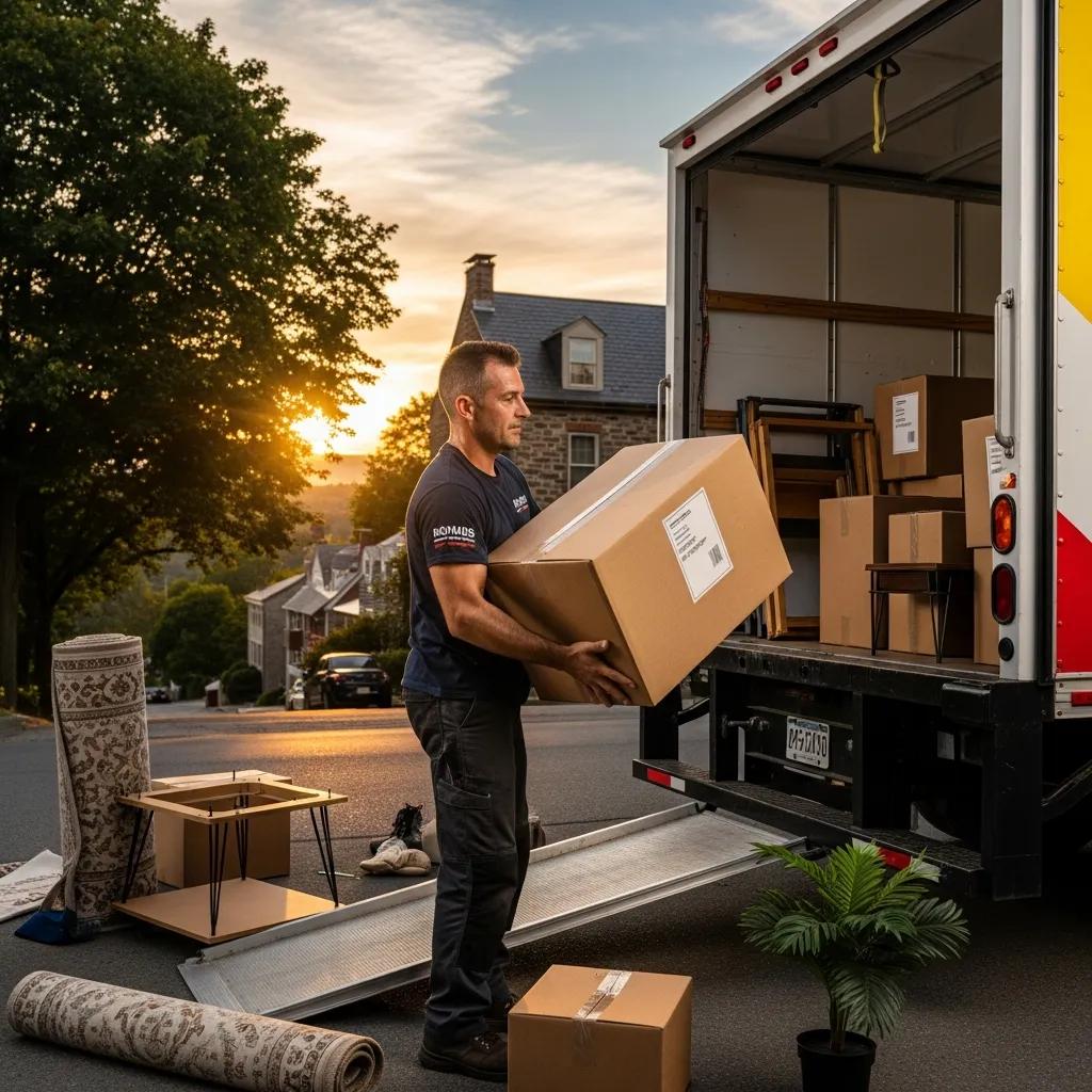 Professional mover packing boxes into a truck in High Falls, NY