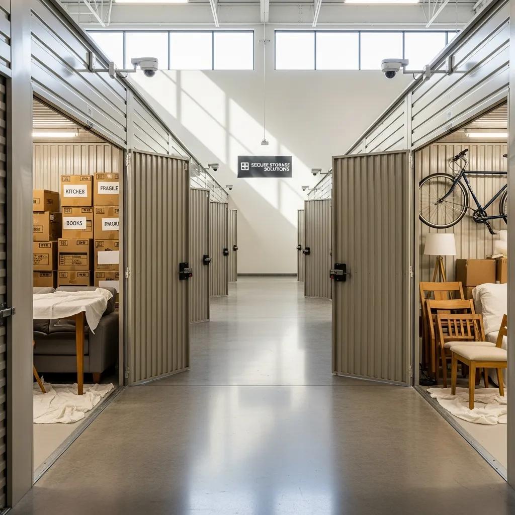 Secure storage facility with organized storage units for moving needs