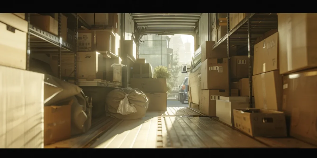 a moving truck filled to the brim with cardboard boxes and furniture, ready for a local move.