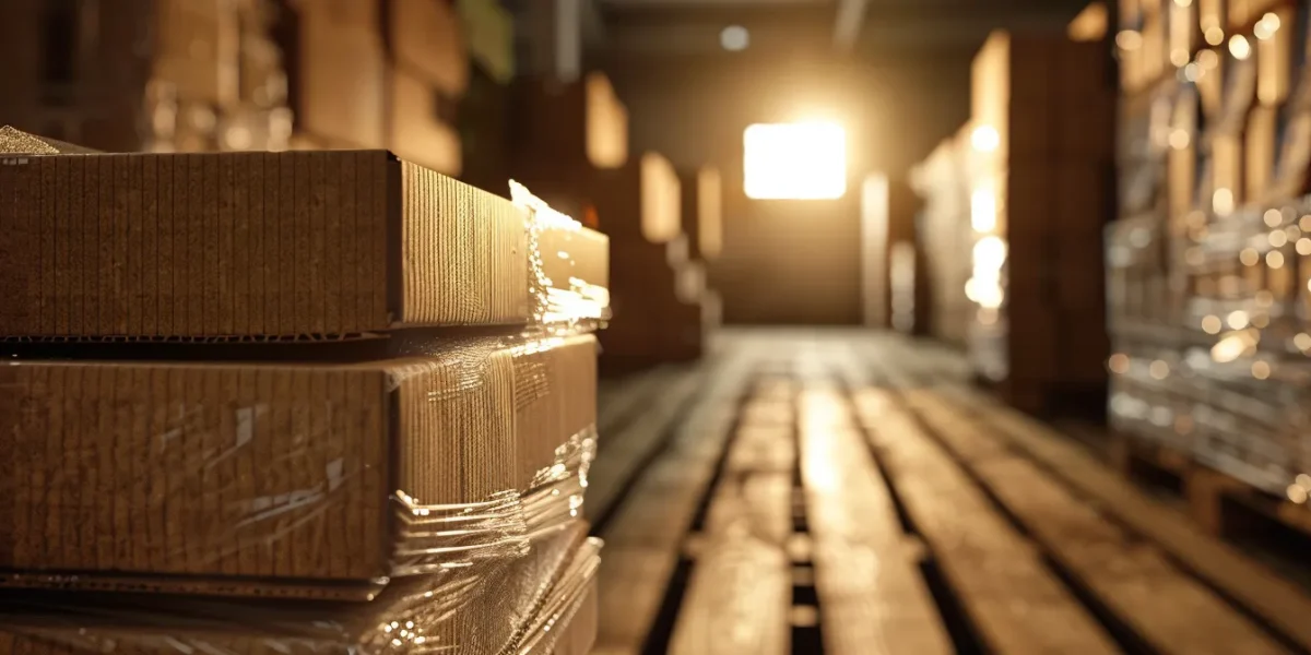 a stack of sturdy cardboard boxes and bubble wrap standing ready for a long distance move.