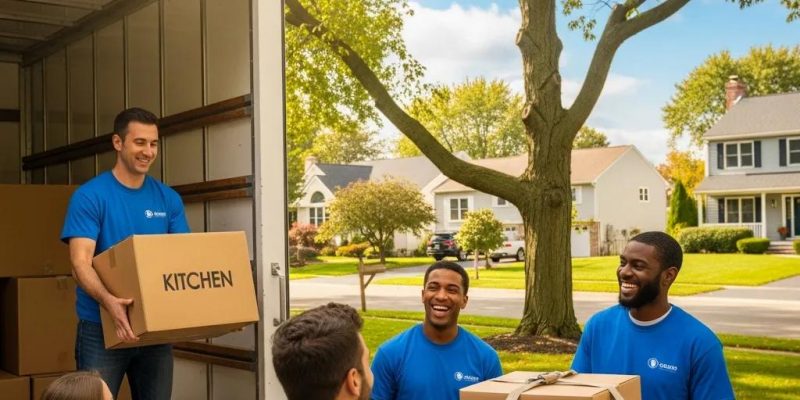 Friendly moving team loading boxes into a truck in Gardiner NY, representing reliable local moving services
