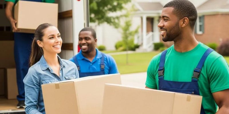 Friendly moving team loading boxes into a truck, representing local moving services in Poughkeepsie, NY, highlighting 845 Move Now's commitment to stress-free relocations.