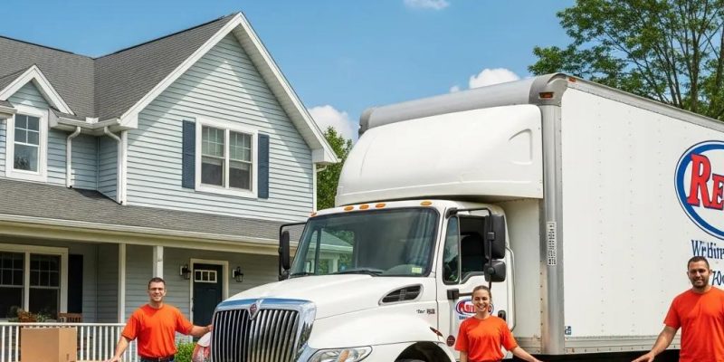 Moving truck in front of a house in Ellenville, NY, representing reliable moving services