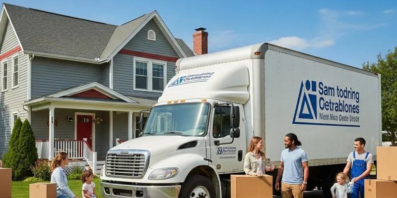Moving truck in front of a house in Ellenville, NY, representing trusted local moving services