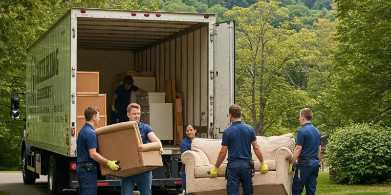 Professional movers loading furniture into a truck in the Hudson Valley, showcasing local moving services by 845 Move Now.