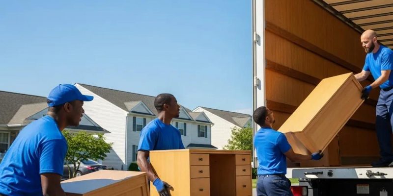 Professional movers loading furniture into a truck in Kingston, NY, showcasing a stress-free relocation experience