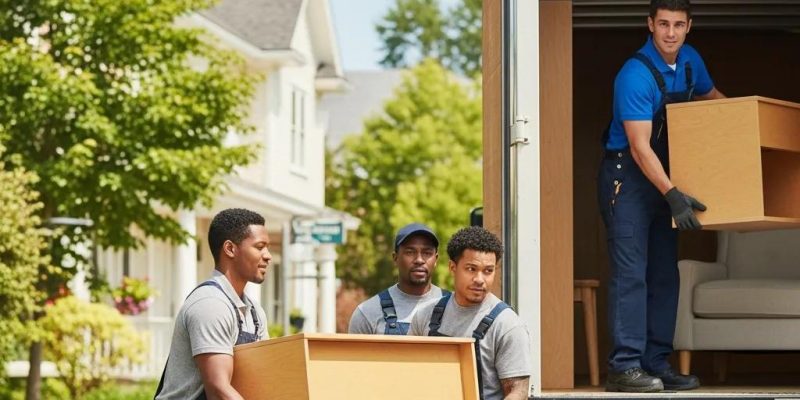 Professional movers loading furniture into a truck in Rosendale, NY, showcasing teamwork and local moving expertise.